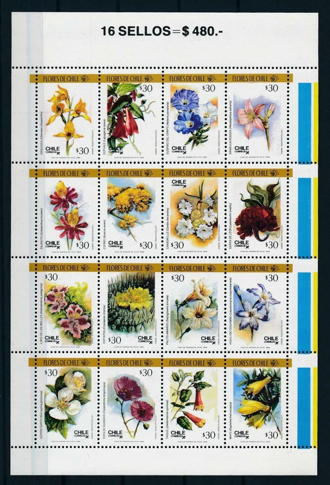 [105947] Hoja Miniatura Chile 1988 Flora Flores Flor Flor MNH Foto 1 de 1