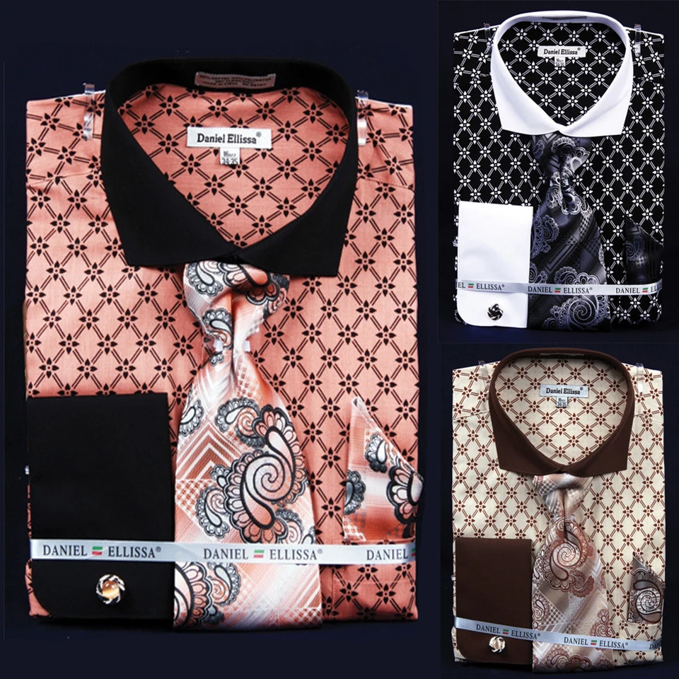 Camisa social formal casual FRATELLO gravata e abotoaduras lenço luxo FRV4126 - Imagem 1 de 1