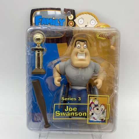 🔥🔥NEW🔥🔥FAMILY GUY RARE PIECE Joe Swanson Series 3 Figure w Trophy & Bat 2005 Cover