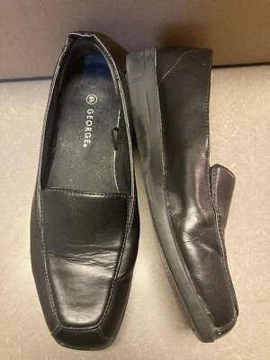 Zapatos planos de cuero negro George para mujer talla 6,5 Foto 1 de 2