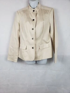 CALVIN KLEIN Ladies Tan Nude Stretch Button Down Blazer Shoulder pads 10 - Picture 1 of 6