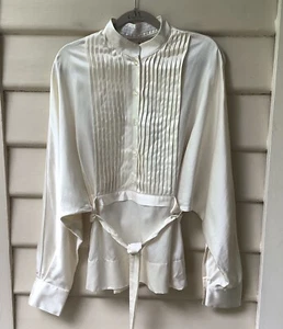 Target X Stella McCartney Blouse Silk Cotton 10 S New Pleats Belt Shirt Top NWT - Picture 1 of 14