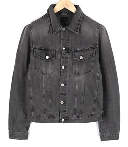 Nudie Billy Mens Jacket M Devastation Gray Polo Shirt Button Pockets Denim Mid - Picture 1 of 8