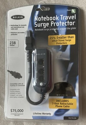 Belkin DELL in-line Travel SURGE PROTECTOR for notebook / laptop C6 110v-240v - Image 1 of 2
