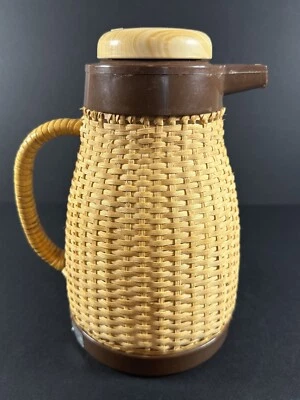 Botella de vacío Tiger jarra de café o té de mimbre, hecha en Japón .76L Foto 1 de 4