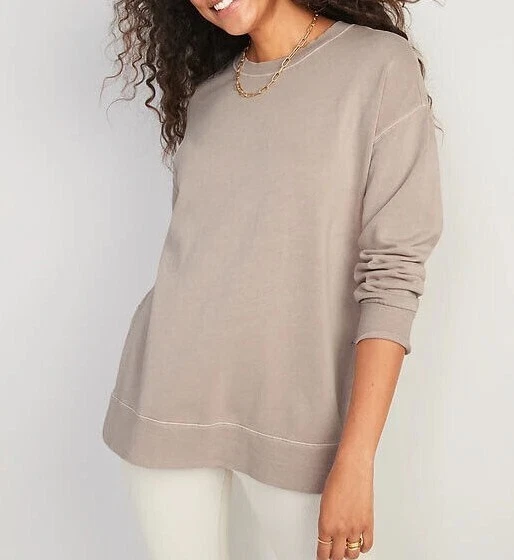 Old Navy Women Oversized Boyfriend Garment-Dyed Tunic Sweatshirt -F333 - Image 1 of 1