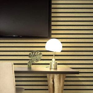 Imitation Wood Grain Wall Sticker3D Effect Holden Wooden Slat Panelled Wallpaper - Picture 1 of 7