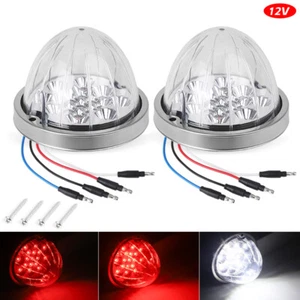 2x Luz LED Sandía Camión Marcador Lateral Señal de Giro Lámpara de Freno DRL Rojo/Blanco - Imagen 1 de 15