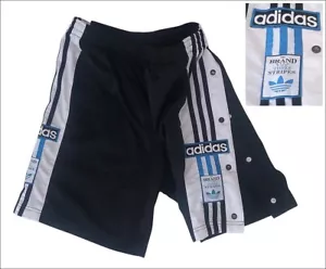 Vintage Adidas OG Popper Pants Knee Shorts 3 Striped Bottoms W32-34-36 in 90s DS - Picture 1 of 10