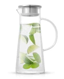 JoyJolt Breeze 50 oz Glass Pitcher with Stainless Steel Lid, NEW - Picture 1 of 3