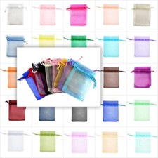 50/100/200pcs Organza Cadeau Sachets Pochettes Mariage Fête Bijoux 9x12cm