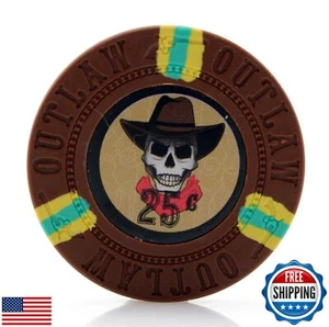 Versa Games Outlaw Clay Poker Chips in 13g - Pack of 50 (Choose Colors) (Brow - Picture 1 of 1