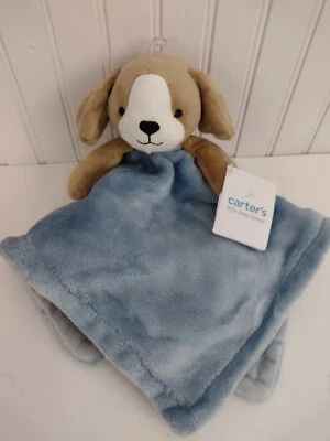Manta de seguridad Carter's Puppy Dog Lovey azul con cachorro marrón Foto 1 de 4