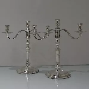 Mid 20th Century Pair Sterling Silver Candelabra London 1940 - Picture 1 of 12