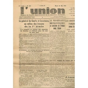 L'UNION 1945 De Gaulle à Constance Truman et  Herriot Ferdonnet le Traître arrét - Imagen 1 de 1