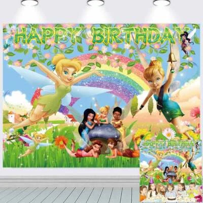 Tinkerbell Party Supplies Backdrop Banner Poster Birthday Decor Birthday Gift - Image 1 of 4