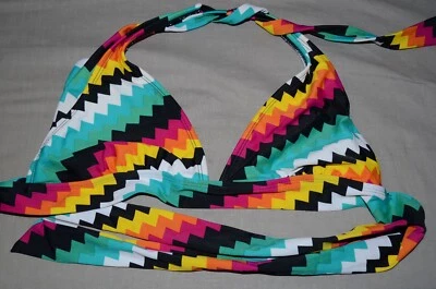 Traje de baño halter Chevron Faded Glory para mujer talla M 8-10-usado Foto 1 de 3