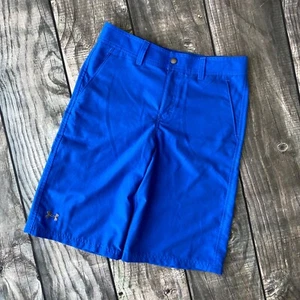 Under Armour Boys 16 Loose Golf Shorts Amphibious Hybrid Blue Zip Fly Heat Gear - Picture 1 of 12