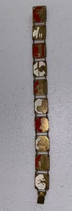 Vintage Dänemark Metall rot & weiß Emaille Souvenir Panel Armband 7" - Bild 1 von 9