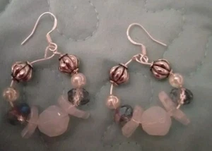 Artist Made Earrings Hoops Opals Gem, Butterflies, Crystals 925ss Hooks - Picture 1 of 2
