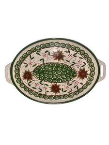 Piatto da portata ovale Temp-Tations Old World Poinsettia by Tara 14,25”x10”Ritirato - Foto 1 di 3
