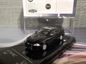 Paragon 1/64 Honda Civic Si EM1 Flamenco Negro 1999 (Alta Calidad) MODELO COCHE - Imagen 1 de 7