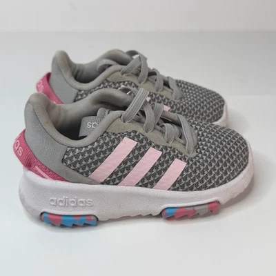 Adidas Racer TR 2.0 серый и розовый ребенка ясельного возраста размер 5 без шнуровки - Изображение 1 из 4