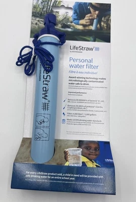 LIFESTRAW BY VESTERGAARD LifeStraw Personal Water Filter for Hiking Camping Travel Emergency Vestergaard