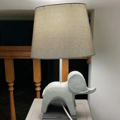 Safavieh Elle Elephant Lamp W/Ceramic Elephant Base And Gray Fabric Shade 22” - Image 1 of 4