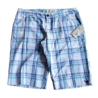 New Vintage Roxy Shorts Woman's Size 31 White Plaid Y2K Bermuda Preppy Tag 5 - Image 1 of 4