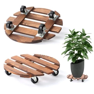 2 Pack 12" Plant Caddy with Wheels Rolling Plant Stand 220 LB Heavy Duty Wood - Picture 1 of 6