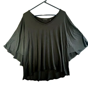 H by Halston Top Gr. M V-Ausschnitt Strick Cape Hi-Low schwarz - Bild 1 von 8