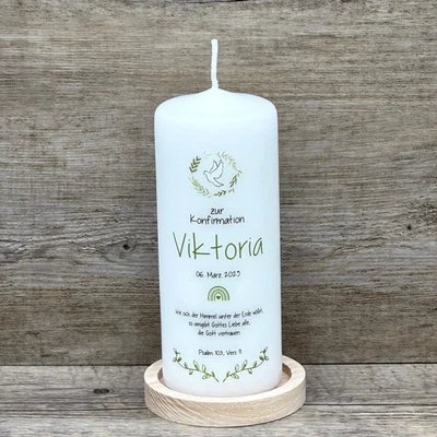 GESCHENKEKREISEL GMBH Kerze, Firmung - Taube, personalisiert