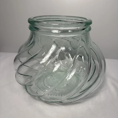 SVE ITALY 8” Green Tint Glass Jar Pumpkin Shape Vintage Vase/Candy Jar - Image 1 of 4