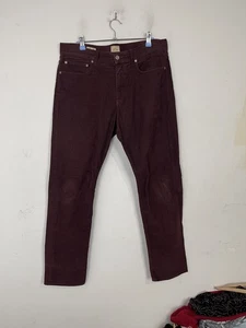 J Crew Mens Corduroy Pants 33x32 Maroon 770 Straight Fit Rust Fine Wale  - Picture 1 of 11