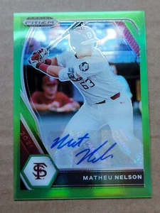 Matheu Nelson 2021 Panini Prizm Draft Picks Green Autograph Baseball Card 20/23 - Picture 1 of 10