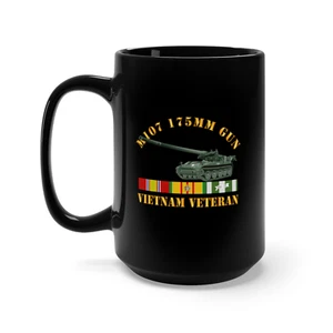Taza negra 15 oz - M107 - pistola 175 mm - veterinario de Vietnam con VN SVC - Imagen 1 de 2