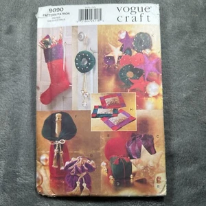 Vogue Craft Pattern 9890 Holiday Gift Bags Stocking Ornaments Home Decor 1998 - Picture 1 of 6