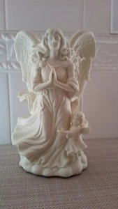 PARTY LITE Biskuitporzellan weiß Engel der Hoffnung/Kirschbaum Kegel Kerzenhalter Neu im Karton - Bild 1 von 12