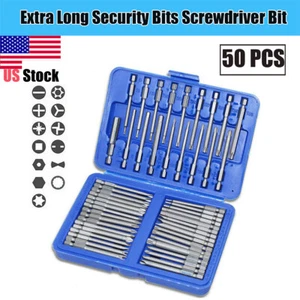 50pcs Extra 75mm Long Security Bits Hex Torx Star Spline Flat Screwdriver Bit - Picture 1 of 7