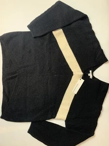 NEWBURY Kustom Hi Low Sweater Size XL Black White Striped Oversized V Neck New - Picture 1 of 8