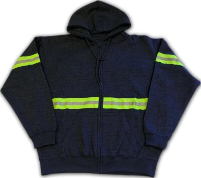 Hoodie Reflective High Visibility Hi Vis Safety Zip Front Work Clothes Uniform  - Image 1 of 4