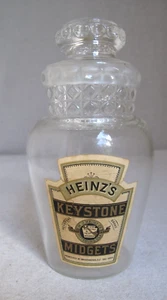 Antique Heinz small Candy Jar with Old Label for Heinz's Keystone Midgets 6" tal - Picture 1 of 7