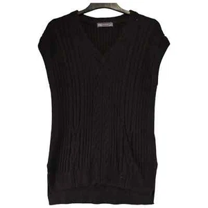Jersey de mujer colección M&S talla S negro sin mangas cuello en V lana algodón acrílico - Imagen 1 de 8