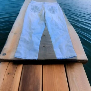  Woman's NINE WEST Khaki  Light Blue Capri Jeans SIZE 10 Missy 30x21 - Picture 1 of 14