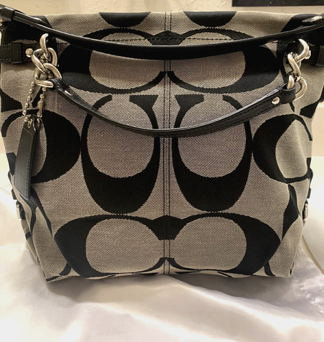 Borsa a tracolla Coach Signature Brooke 14473M nera avorio