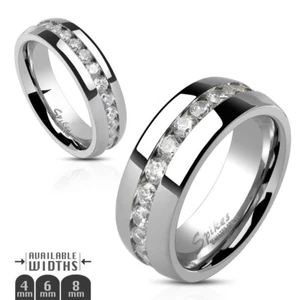Anillo de Boda Acero Inoxidable Eternidad CZ 4mm 6mm 8mm Talla 5-13 AJUSTE CÓMODO - Imagen 1 de 7