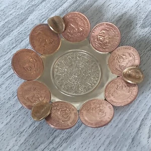 Vintage Mexikanische Münzen Aschenbecher / Mexiko Handarbeit / Kupfermünzen - Bild 1 von 8