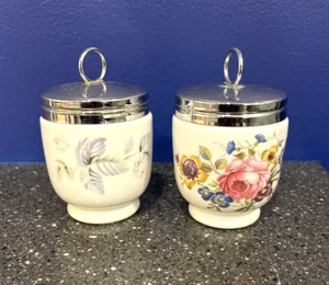 Set of 2 VTG- Royal Worcester England Egg Coddlers June Garland & Bournemouth - Picture 1 of 8