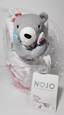 Медведь одеяло и милый подарочный набор шерпа серый белый розовый новый с ярлыками NOJO SOFT - Изображение 1 из 4